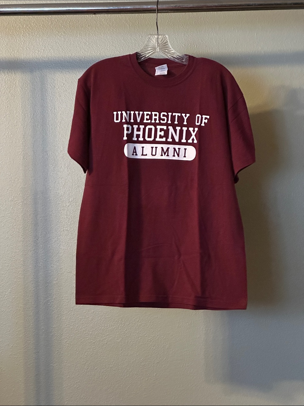 Gildan Maroon University of Phoenix Alumni Tee with White Print